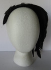 Vtg Ladies Fascinator Black Feather Hat Headband Derby Church Stately Accessory 