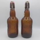 2 Vintage 9 In Grolsch Beer Bottles Amber Brown Glass Porcelain Flip  Swing Top