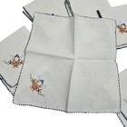 Vintage Cloth Napkins White Floral Cross Stitch Vintage Cottagecore Oriental