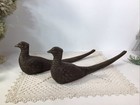 Vintage Pair Brass Pheasant Bird Figurines  Detailed   12    Long X 4    Tall   Nice