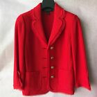 St john  Knit Blazer Jacket Red 3 4 Sleeve 53  Wool 47  Rayon Made In Usa