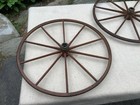 Set Of 4 Antique 10 Spoke Wooden Wagon Carriage Cart Wheels Metal Rims 22   20 