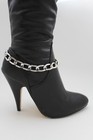 Women Silver Metal Boot Chain Links Bracelet Shoe Anklet Charm Adjustable Size
