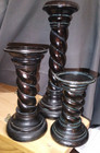 Vintage Graduated Set Of 3 Barley Twist Pillar Candle Holders