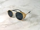Gold Black Aviator Sunglasses Steampunk Side Shield Luxury Retro Men Women Dark 