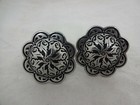 Jeremiah Watt Pair Conchos Wood Screw Saddle Black Floral Stainless Steel Horse