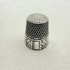 Antique Sterling Silver Geometric Pattern Thimble Sewing Accessory Collectible