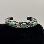 Vintage Sterling Silver Navajo Malachite Thunderbird Cuff Bracelet Fred Harvey