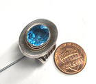 Vintage Signed Paul Livingston 925 Sterling Silver   Blue Topaz Ring Size 5 75