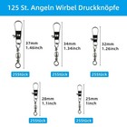 125pc Barrel Snap Swivels Ball Bearing Fishing Connectors Sizes 7-14