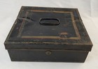 Antique Vintage Metal Cigar Lock Box Humidor Tobacco Primitive Painted Tin Cash
