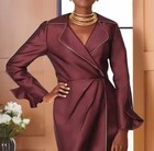 Size 14 Ashro Wine Formal Wedding Church Party Zaria Zipper Trim Sheath Dress