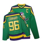 Mighty Ducks Movie Hockey Jersey Charlie Conway  96 Adam Banks  99 Green Polyest