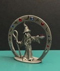 Spoontiques Pewter Moon Star Wizard Ring Ruby Red Jewel Astrology Art Figurine