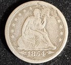 T S  1854 Seated Liberty Silver Quarter Love Token  Our T7098