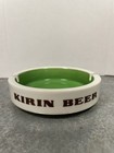 Vintage Kirin Beer Ceramic Advertising Ashtray Green White Sakura Made In Japan