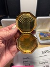 Richard Hudnut Le Debut Octagonal Gold Tone Powder Compact Turquoise Enamel