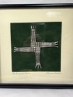 St Brigids Cross Ooak Marcie Preisler Handcrafted Pewter Signed Framed Matted