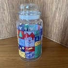 Disney Mickey Mouse Christmas Glass Canister Jar W lid 8 5  Tall