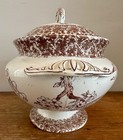 Antique Victorian 1880s Copeland Cairo Brown Soup Covered Tureen  8   h