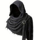 Medieval Renaissance Cloak Cape With Viking Brooch - Hooded Shawl Scarf For