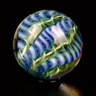 Bryan Trillas Glass Marble  Filigree Cane  Uv Reactive  Blue s Green 0 8-0 9inch