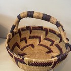 Handled Basket In Purples And Beige - Unique Patterns  12    X 22 5    L  X 10   h  Ex