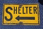 Vintage Shelter Embossed Steel Metal Sign With Arrow Fallout 1960s Nuclear War