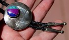 Vintage Zuni Sterling Silver   Turquoise   Lapis   Charoite Inlay Bolo Tie