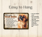 Pekingese Treat Rules Sign Dog Snack Metal Tin Funny Wall Art Gift Plaque Decor
