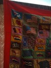 Antique 1910 s Tobacco Felt Flannel Country Flag Stitched Patchwork Quilt Full