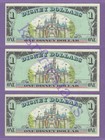 1987  1 Mickey Disneyland Disney Dollars  3  A1097333-335 Dl 1st Issue