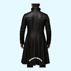 Mens Black Leather Medieval Armor Coat Men   s Renaissance Faire Cosplay Overcoat
