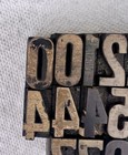 Vtg Antique Lot Of 26 Letterpress Numbers Wood Type Printers Block 1    Patina