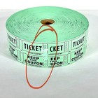 Raffle Tickets 1 Roll Double Stub 50 50 Split Green 1200-1500 Read