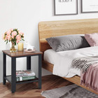 Small Side Table  2-tier Home End Table With Adjustable Feet  Industrial Nightst