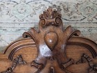 Solid Walnut Wood Carved French Antique Crest 35 5  Wide Pediment crown