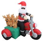 5 Foot Long Christmas Inflatable Decoration Santa Claus Reindeer On Motorcycle
