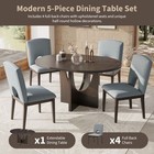 5-piece Extendable Round Dining Table Set With 16 2  Leaf  Espresso