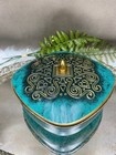 Vintage Teal And Gold Tea Tin Western Germany
