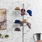 Silver Metal Customizable Hat Stand  Wig Retail Display With 20 Circular Hooks