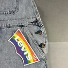Levi   s Pride Overall Shortalls Jean Medium Blue Men Rainbow Liberation Denim New