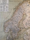 1905 Sweden Vintage Map Norway Scandinavia Original 11 5 X 9 5 Color C20-5