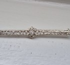 Antique Diamond Art Deco Era Filagree Bar Pin Brooch In 10k White Gold