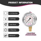 Water Well Pump Liquid Filled Side Lower Mount Pressure Gauge 0 To 100 Psi