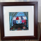  2  Framed Chinese Folk Art Silk Colorful Embroidery Clothesline   Fishing Boat