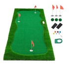 Golf Putting Green Mat With 3 Holes 3 Flags For Indoor Outdoor Putting Practice