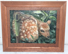 Wonderful Vintage Signed Deer   Fawn Painting On Board Signed Framed