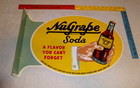 Vintage Nugrape Soda With Bottle In Hand Graphics 20  2 Sided Metal Flange Sign 