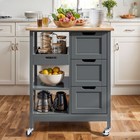 Rolling Kitchen Island Dining Cart Utility Trolley 3-tier Drawers Storage Shelf